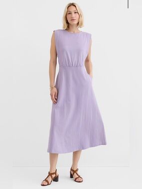 Loft Side Paneled Midi Pocket Dress - Lavender